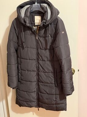 Esprit Dark Gray Quilted Hooded Puffer Jacket